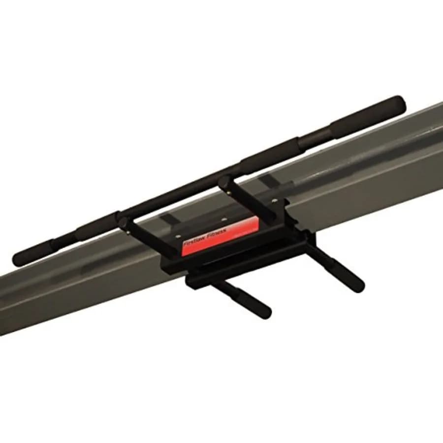 I-Beam pull up bar for home gym use, steel construction, red color, 600 LBS weight limit with durable rubber grips and straight