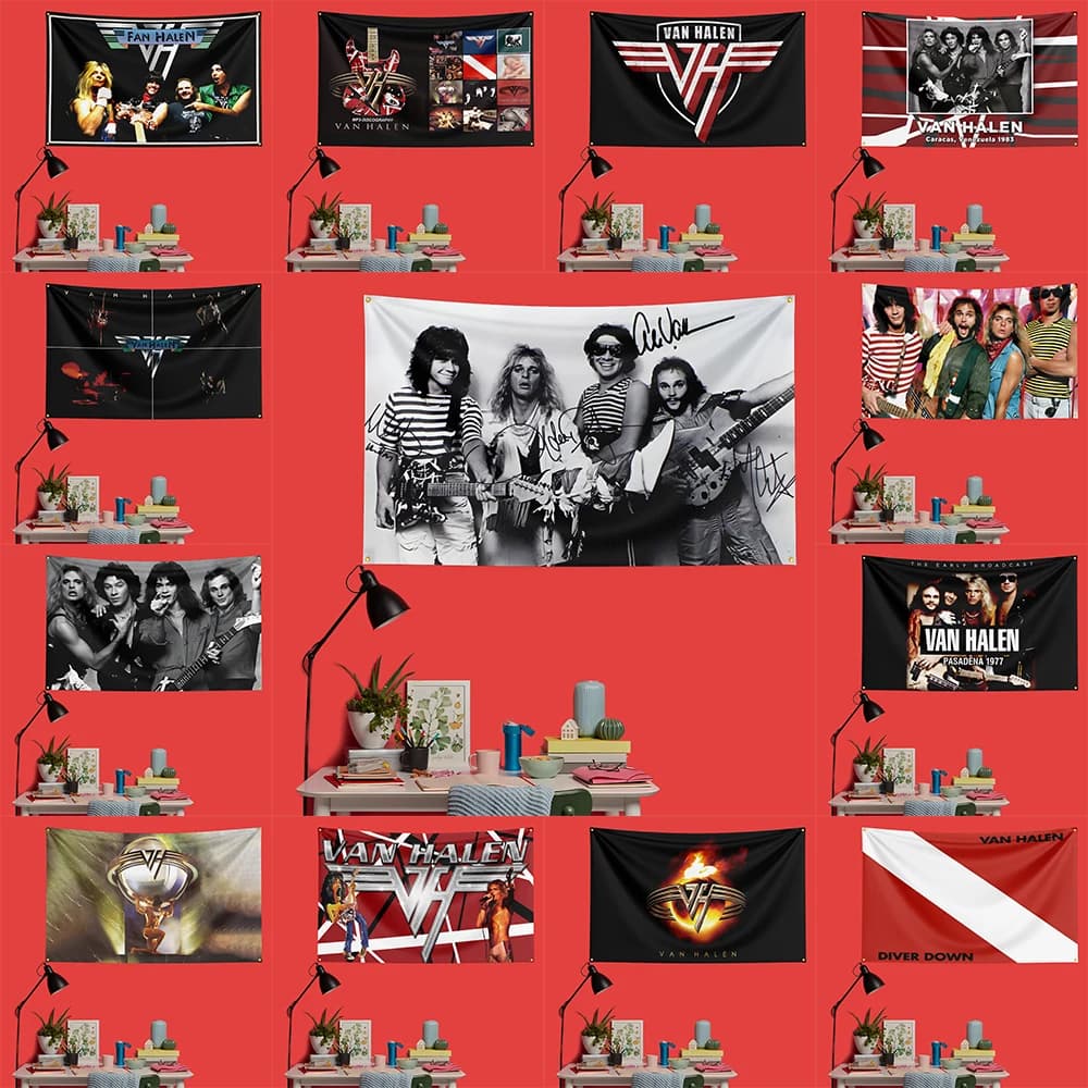 Van Halen Inspired Rock Music Flag 3x5 FT 90x150cm Polyester Decorative Banner Tapestry For Music Fans Bedroom Wall Decoration