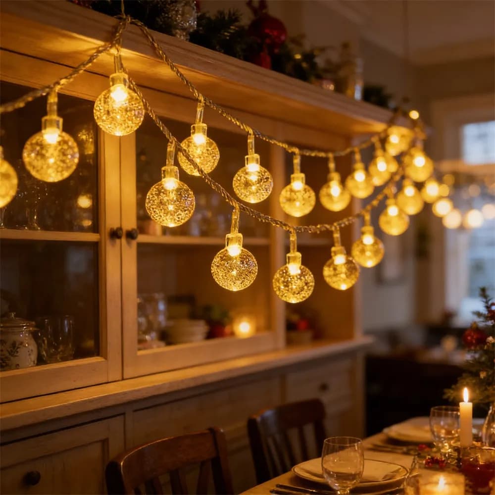 Luci a bolle romantiche a LED con cristalli, 1 pz, 1,5M 3M 6M 10M, per esterni, a batteria, per Natale, decorazioni per la casa e matrimoni