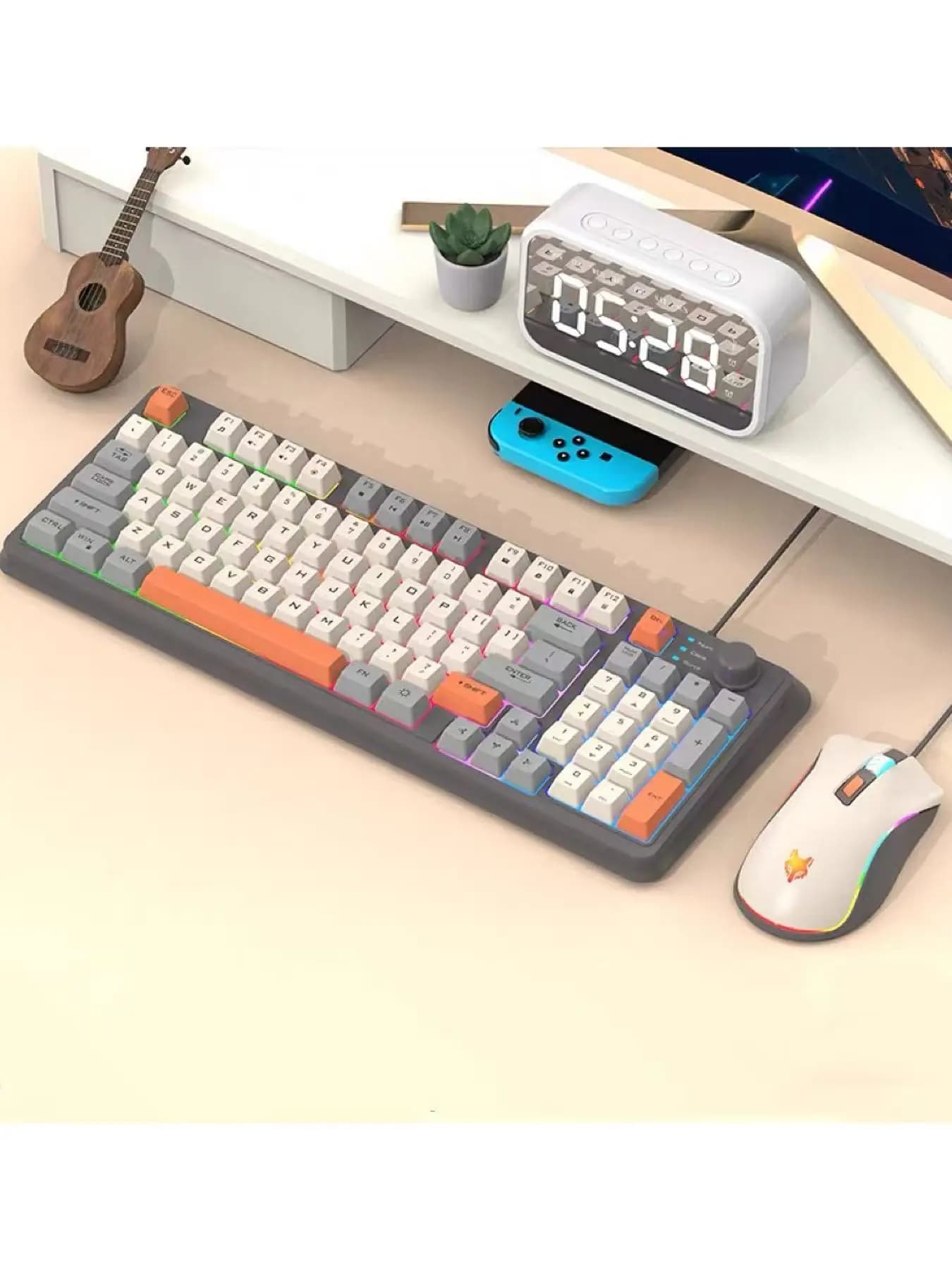 Set tastiera e mouse da gioco cablati USB K820, tastiera luminosa per laptop, casa e ufficio