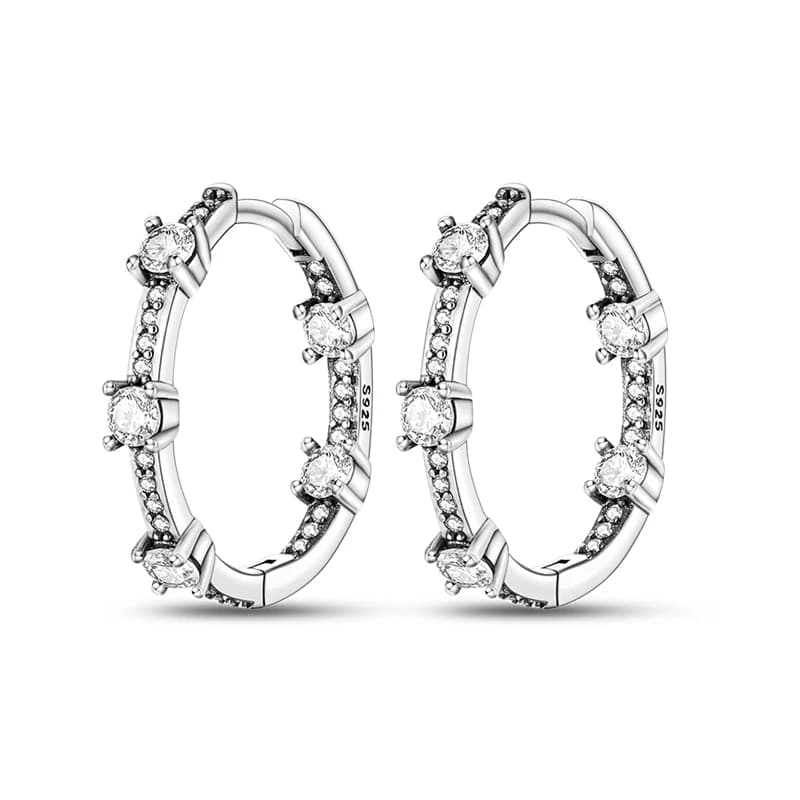 Silver Earrings with Intricate Details in Cubic Zirconia, Ipoallergen for Sensible Earrings, Gift Trendy Jewelry
