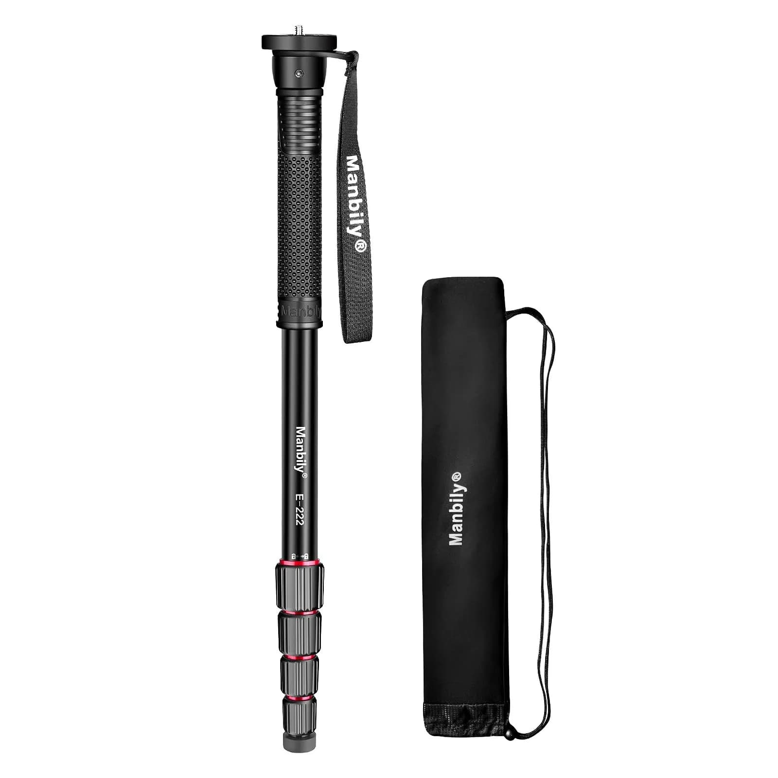 Manbily E-222 65" camera travel monopoly Aluminum 5 sections for DSLR cameras Portable lightweight trekking stick