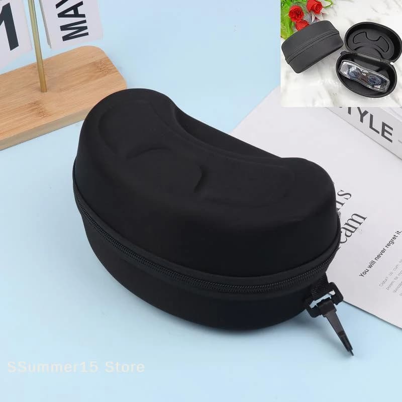 【R】Custodia Protettiva per Occhiali da Sci, Borsa Portatile per Occhiali da Snowboard e Sci, Custodia Rigida in EVA con Moschettone