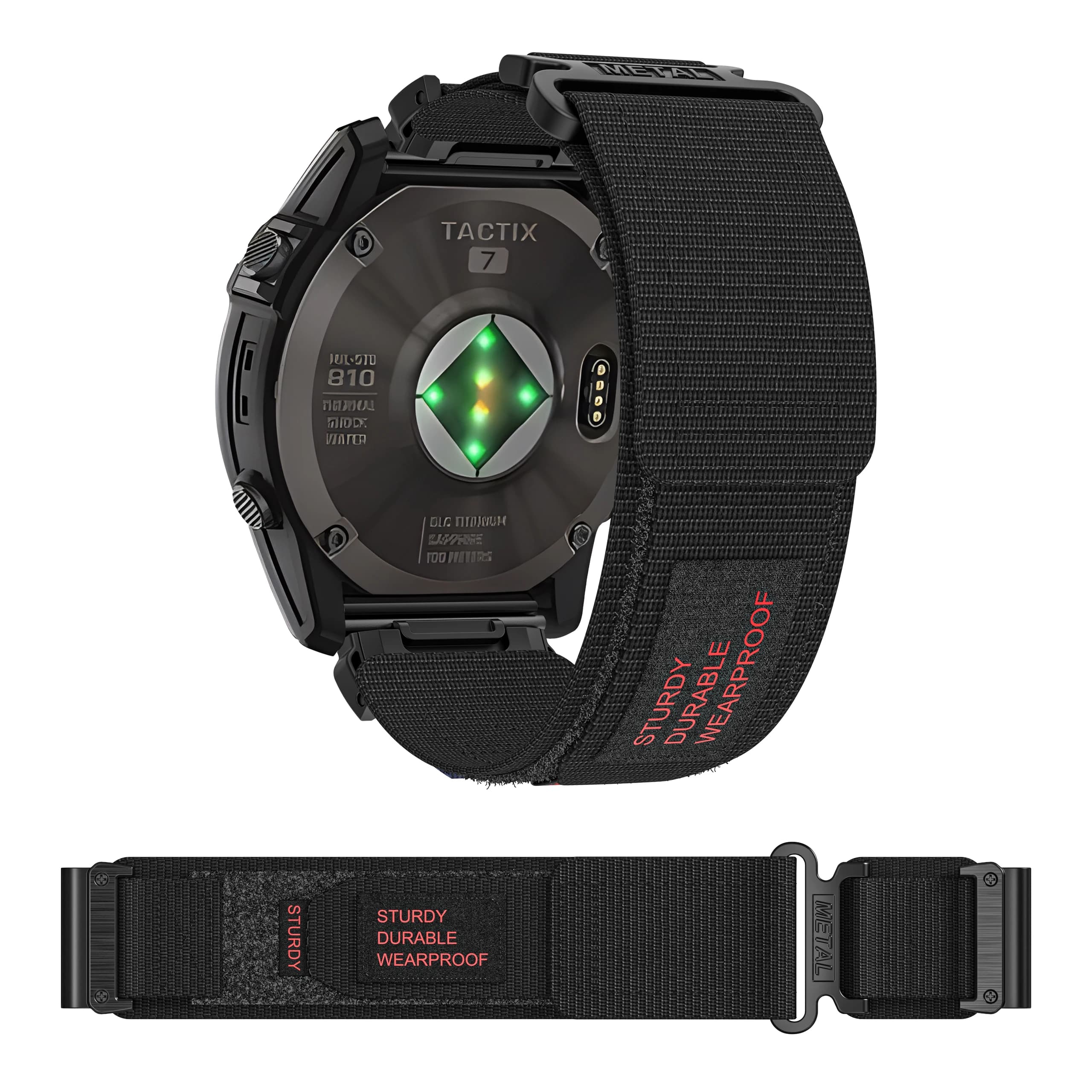 Cinturino per orologio in nylon QuickFit da 22 mm per Garmin Fenix 8 47 mm, Fenix 7 6 Pro, Epix 2 Pro 47 mm, Forerunner 955 945 935 cinturino in velcro