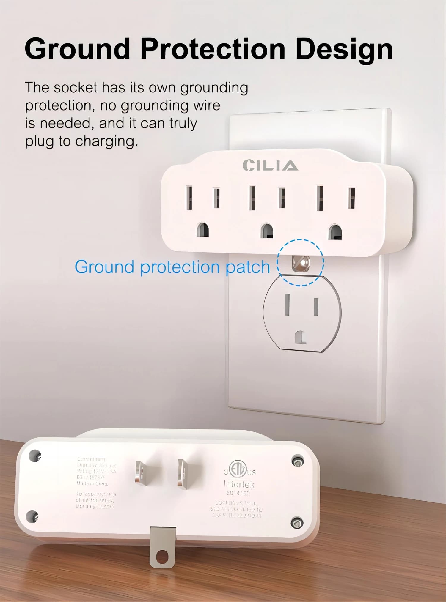 Multipresa a 3 Prese Americane con Montaggio a Vite, Espansore per Spina a 3 Pin con Messa a Terra, Adattatore Compatto Portatile per Casa e Viaggi