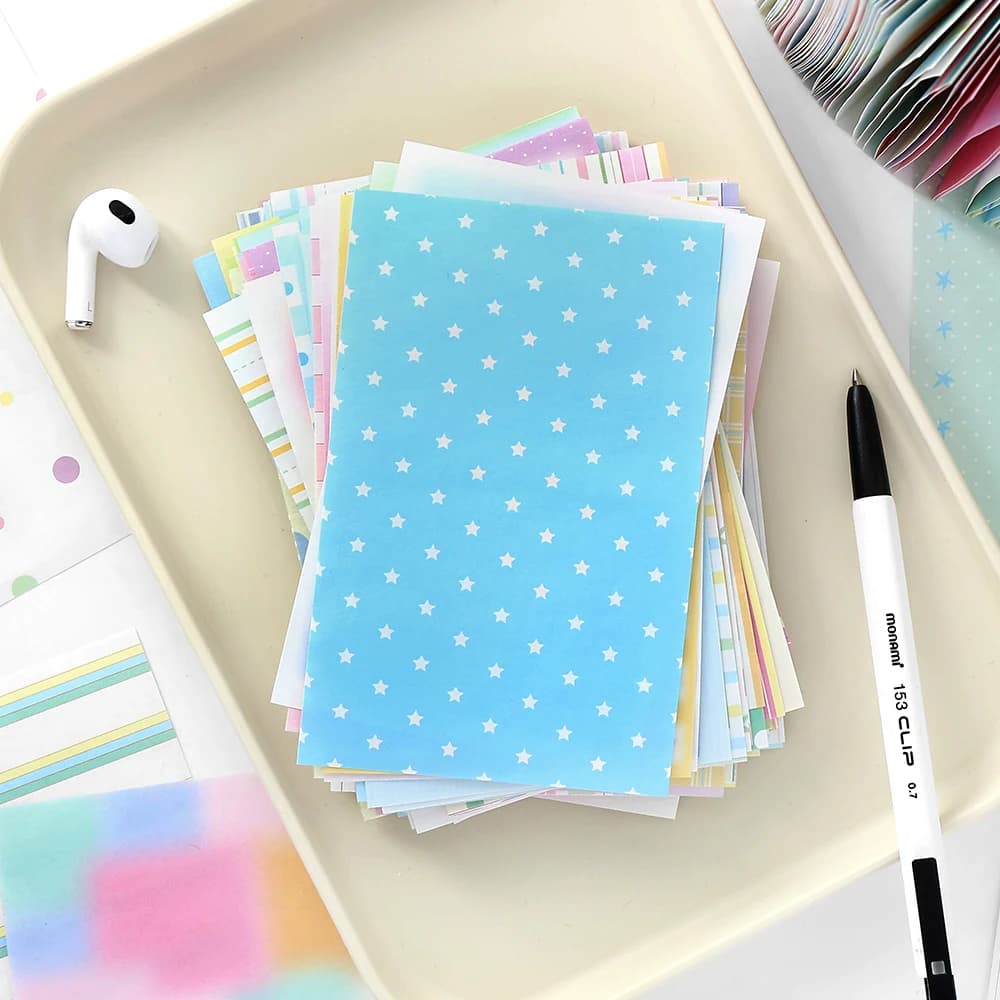 100sheets Ins Simple Color Lines Message Memo Notebook DIY Handmade Scrapbooking Material School Office Supplies