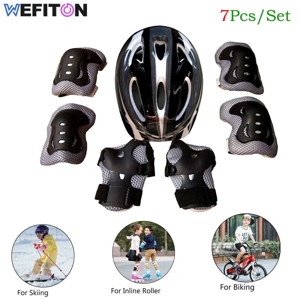 7 pz/set regolabile per bambini casco da bici e ginocchiere gomitiere protezioni per polsi equipaggiamento protettivo Set per 3 ~ 15 anni ragazze ragazzi pattinaggio in bici