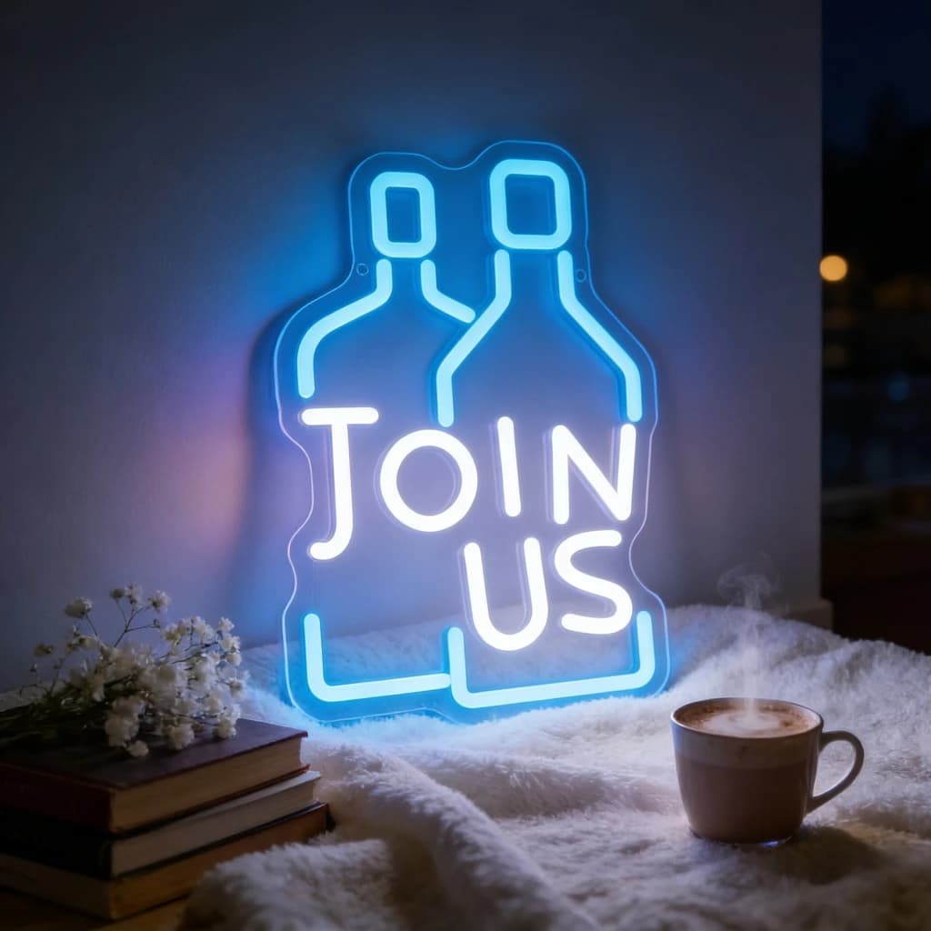 Insegna Luminosa al Neon JOIN US, Insegna LED Neon Dimmerabile USB per Camera da Letto, Soggiorno, Club, Bar, Man Cave, Regali per Feste, Decorazione Murale