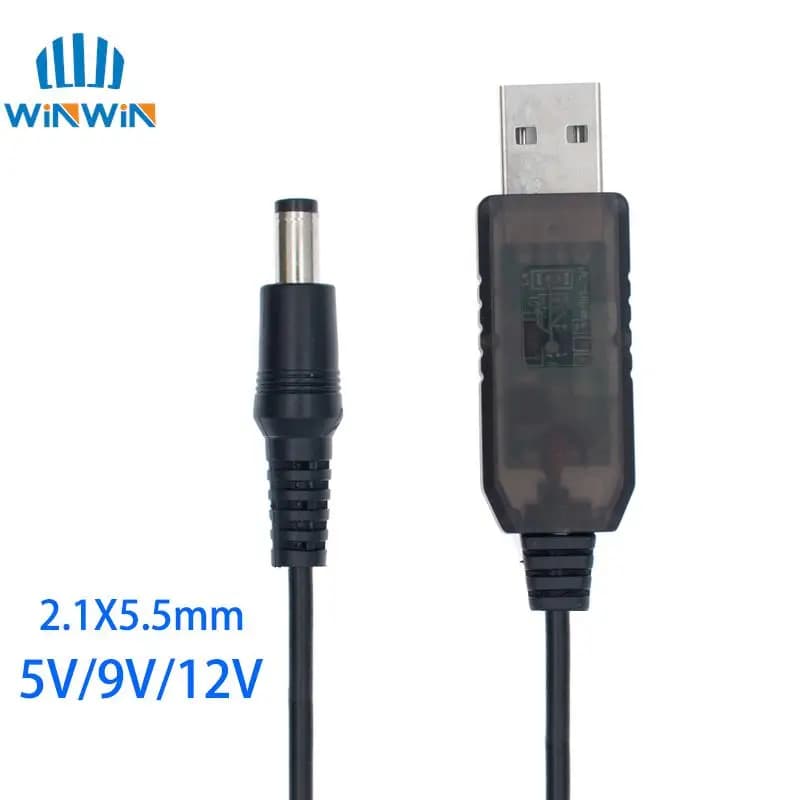 Linea USB Power Boost Dc 5v a Dc 9v / 12v Modulo step up Cavo adattatore convertitore USB 1M Spina 2.1x5.5mm per arduino WIFI