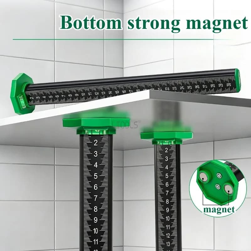 Misuratore Magnetico di Altezza per Livellamento Piastrelle, Righello di Marcatura Scala 15/30cm, Strumento di Misurazione per Installazione Piastrelle e Marcatura Orizzontale a Livello