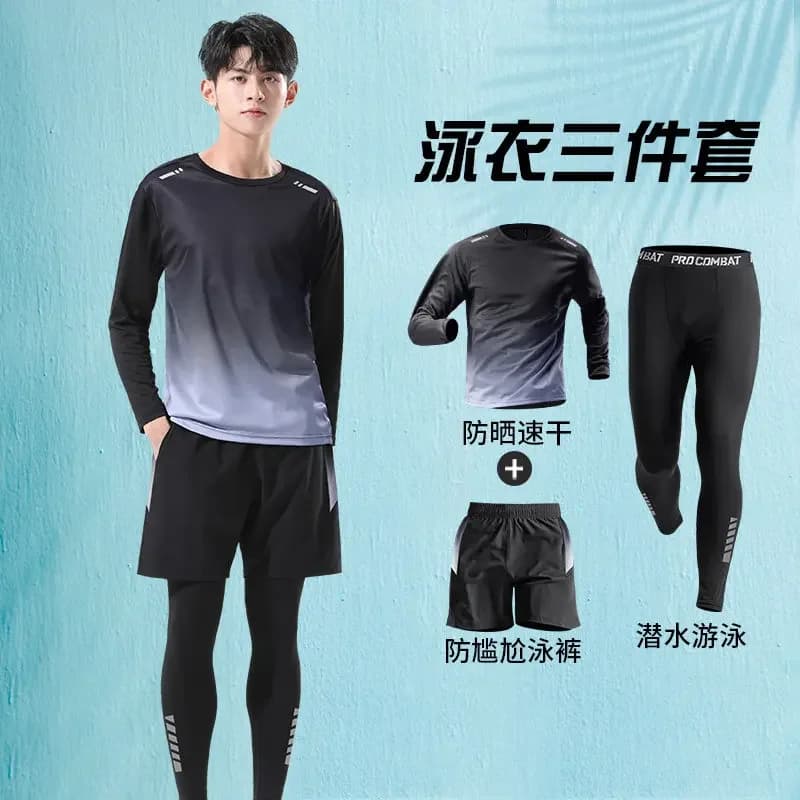 New Solar Protection Set for Men: Long sleeve sweater and diving trousers, Surfing, Snorkeling and Rapid Drying