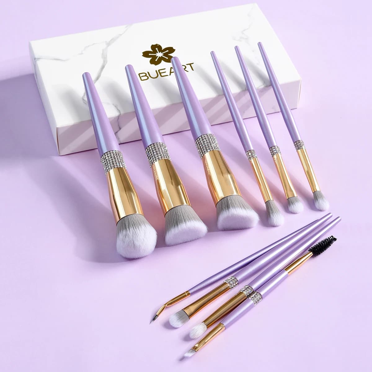 2025 New 10 Pz Professional Diamonds Makeup Brushes Set Background In Powder Eyebrow Eyelash Blush Make Up Brush Cosmetic Tool