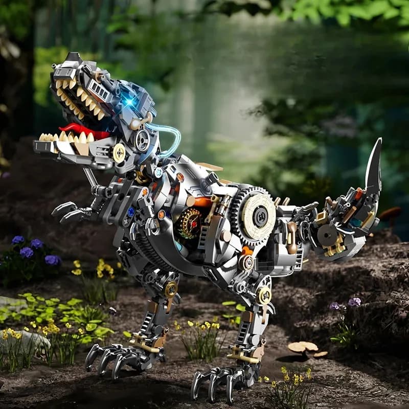 Nuovo modello di blocco da costruzione Tyrannosaurus rex, giocattolo da costruzione per bambini con assemblaggio di dinosauri semimeccanici, regalo fai da te per bambini
