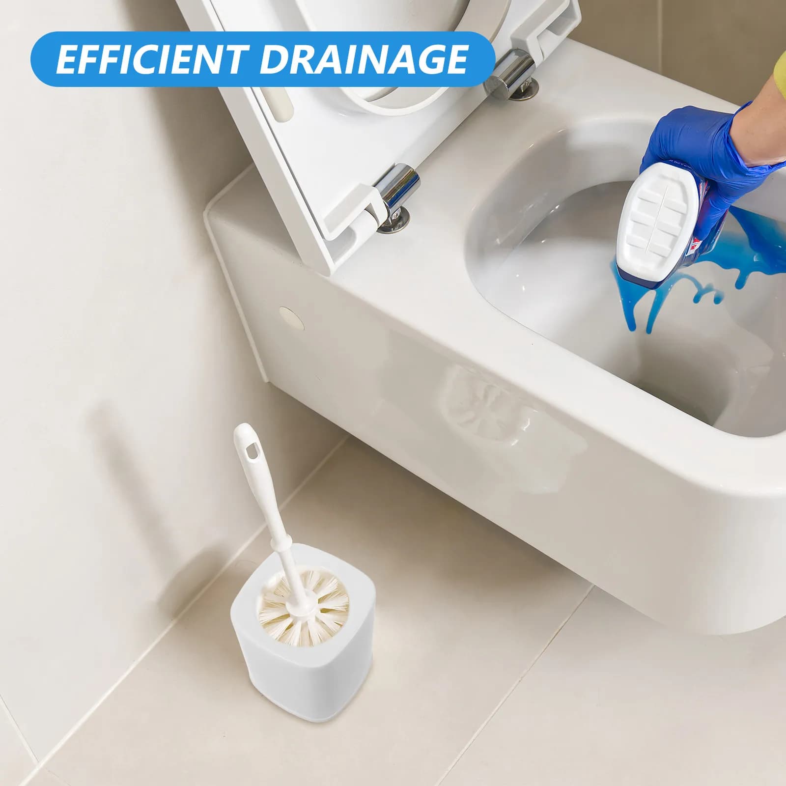 Set di 4 Portascovolini WC in Plastica, Design Compatto con Drenaggio, Organizzatore Bagno, Posizionamento Stabile, Moderno Quadrato/Rotondo