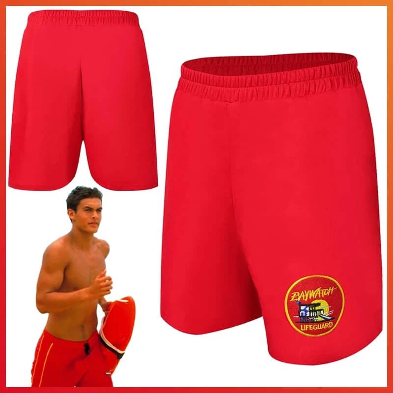 Costume da Bagno Cosplay CyCJ Parker, Bikini Rosso Baywatch 1989, Set Fantasia per Giochi di Ruolo, Costume Estivo da Spiaggia per Donne e Uomini