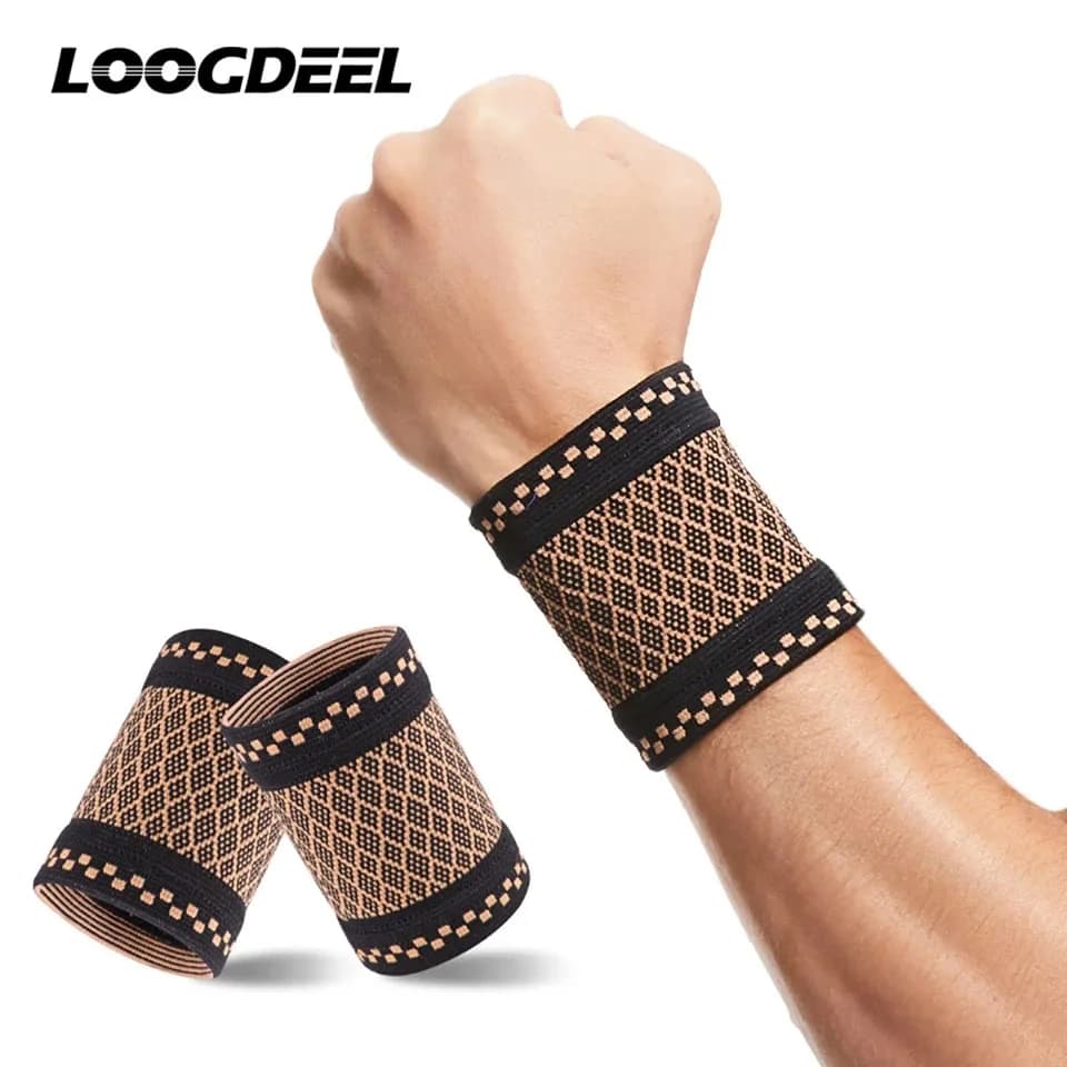 1 paio di protezioni per il polso in rame, per sport professionali, fitness, supporto per il polso, protezione per il polso, polsino di compressione lavorato a maglia elastico
