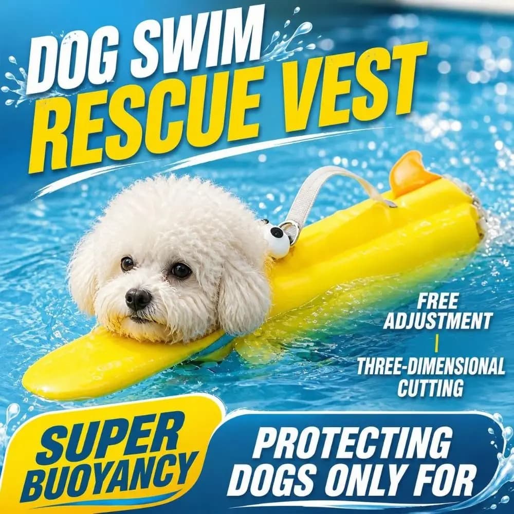Adjustable Dog Life Jacket Breathable Lightweight Pet Swim Vest Wear‑resistant Buoyant Puppy Flotation Vest Pet Swimming
