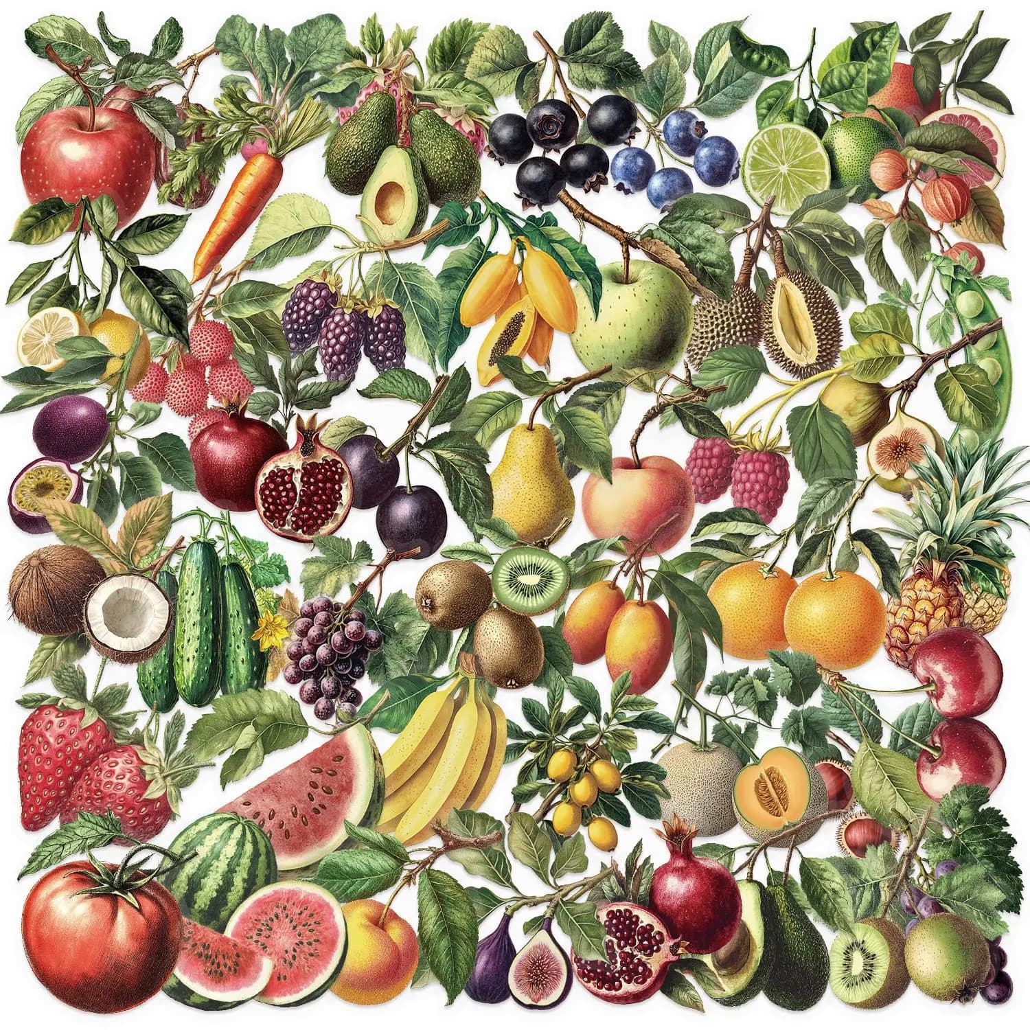 Confezione da 50/100 pezzi di adesivi per frutta retrò in PET trasparente, portapenne per notebook impermeabile, decorazione per adesivi per cancelleria per notebook per chitarra