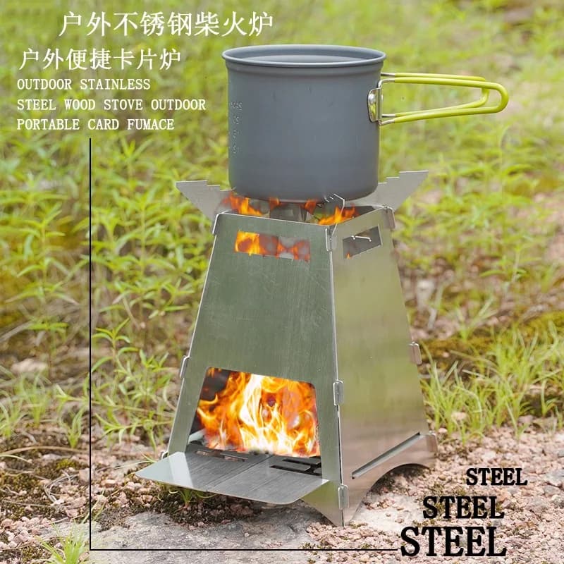 Stufa a legna da campeggio all'aperto Bruciatore a legna turistico leggero pieghevole portatile per escursioni, cucina, picnic
