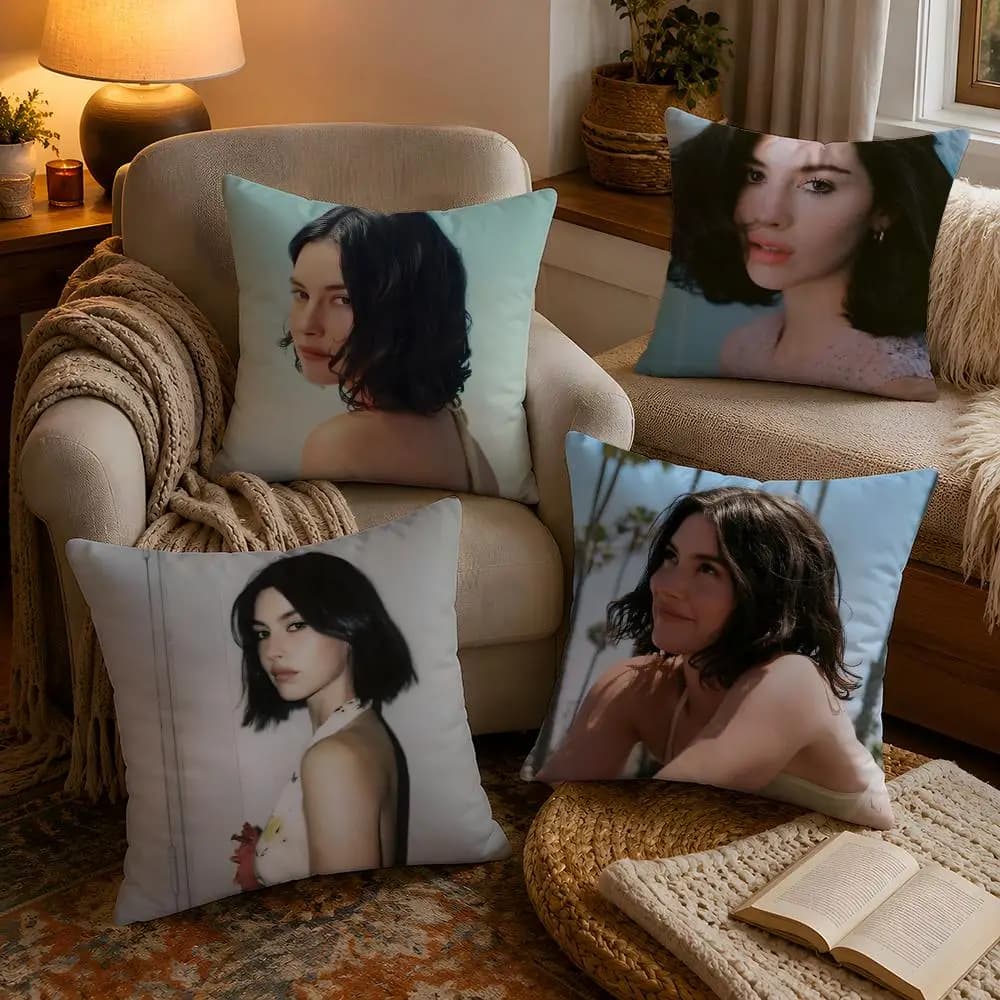 Hot Singer G-Gracie Abrams Pillow Case Soft Plush Cushion Cover Double Print and Invisible Zipper for Sofa Home Car Use