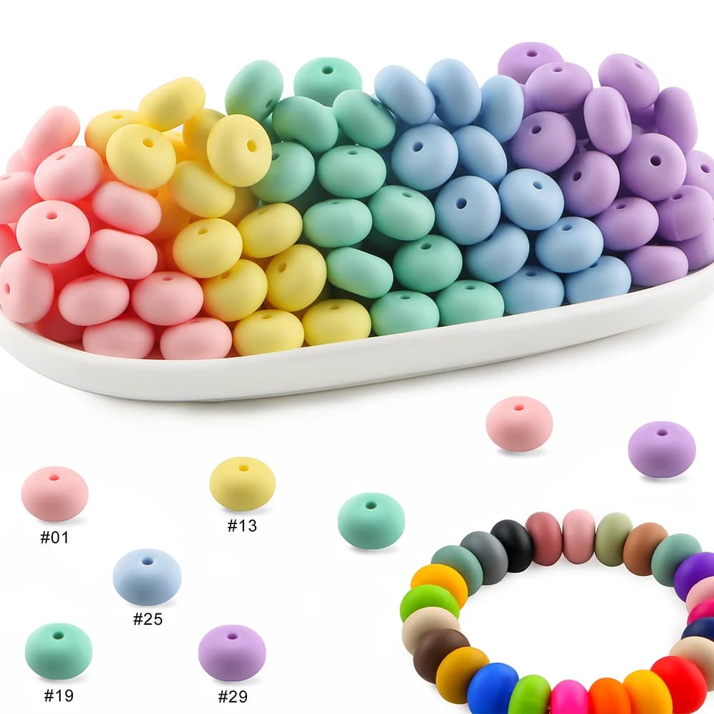 25 Pz/lotto 14mm Abaco Silicone Lentecchie Perline Branello Allentato Per La Produzione di Gioielli FAI DA TE Accessori Gioielli Portachiavi Perline Penna Bracciali