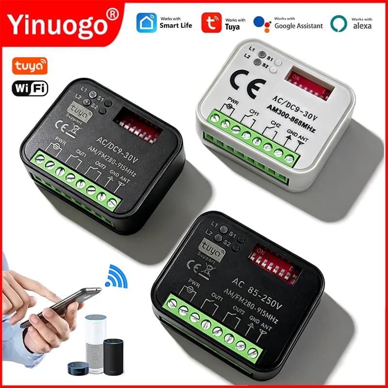 Tuya WiFi 300-868MHz Ricevitore telecomando universale per porta del garage 433MHz 868MHz Smart Life Modulo interruttore Alexa Ricevitore apri