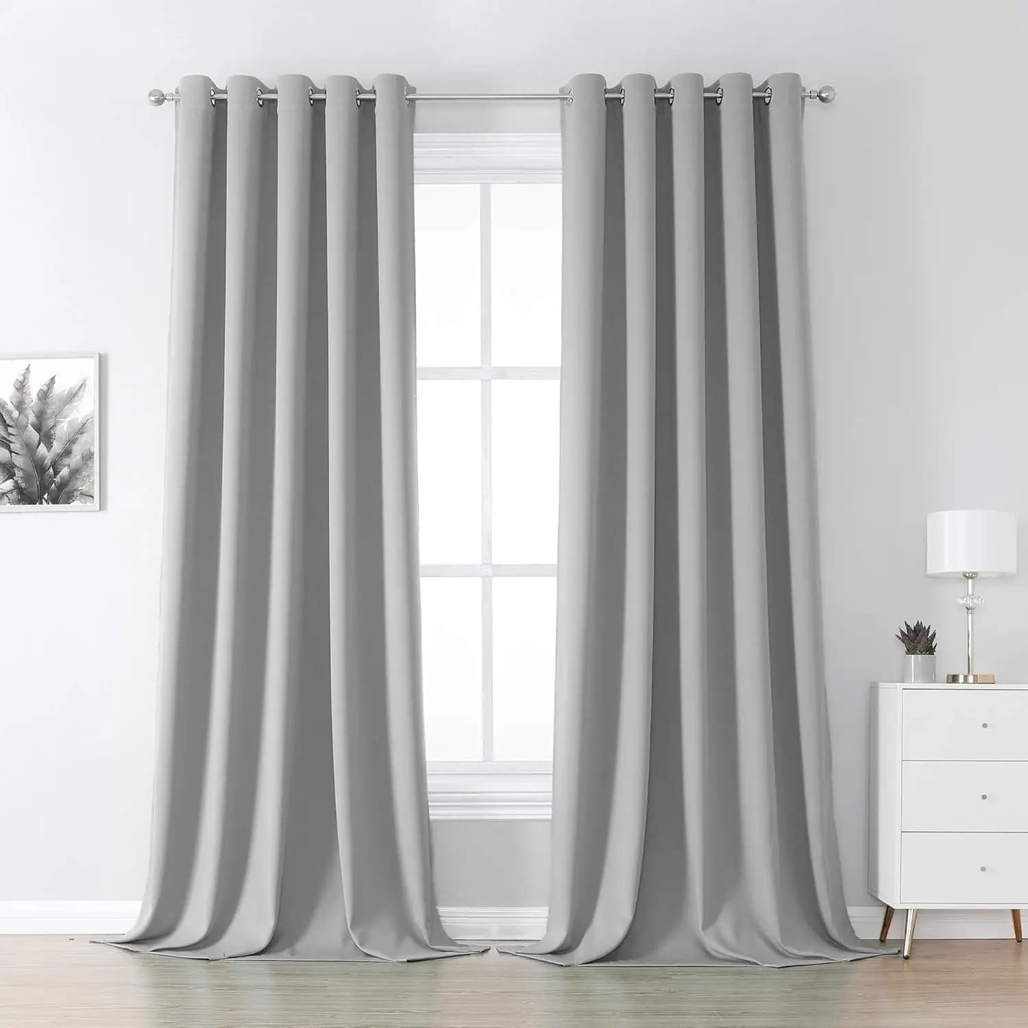 Tende Oscuranti da 108 Pollici con Isolamento Termico, con Occhielli, per Soggiorno e Camera da Letto, Grigio Chiaro