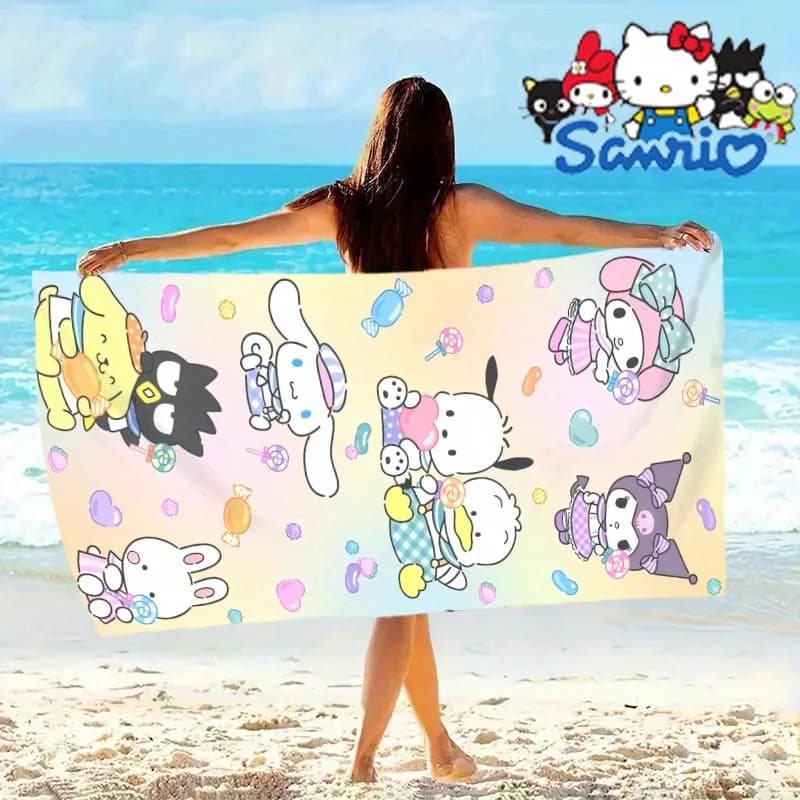 Asciugamano da spiaggia Hello Kitty - Asciugamano grande, morbido e assorbente ad asciugatura rapida, essenziale per spiaggia/feste in piscina, yoga, nuoto e viaggi