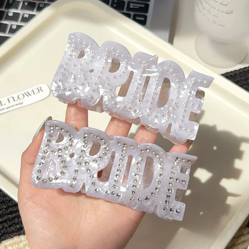 Elegante lettera RMS strass grande artiglio per capelli per le donne gioielli per la testa della clip per capelli della festa nuziale