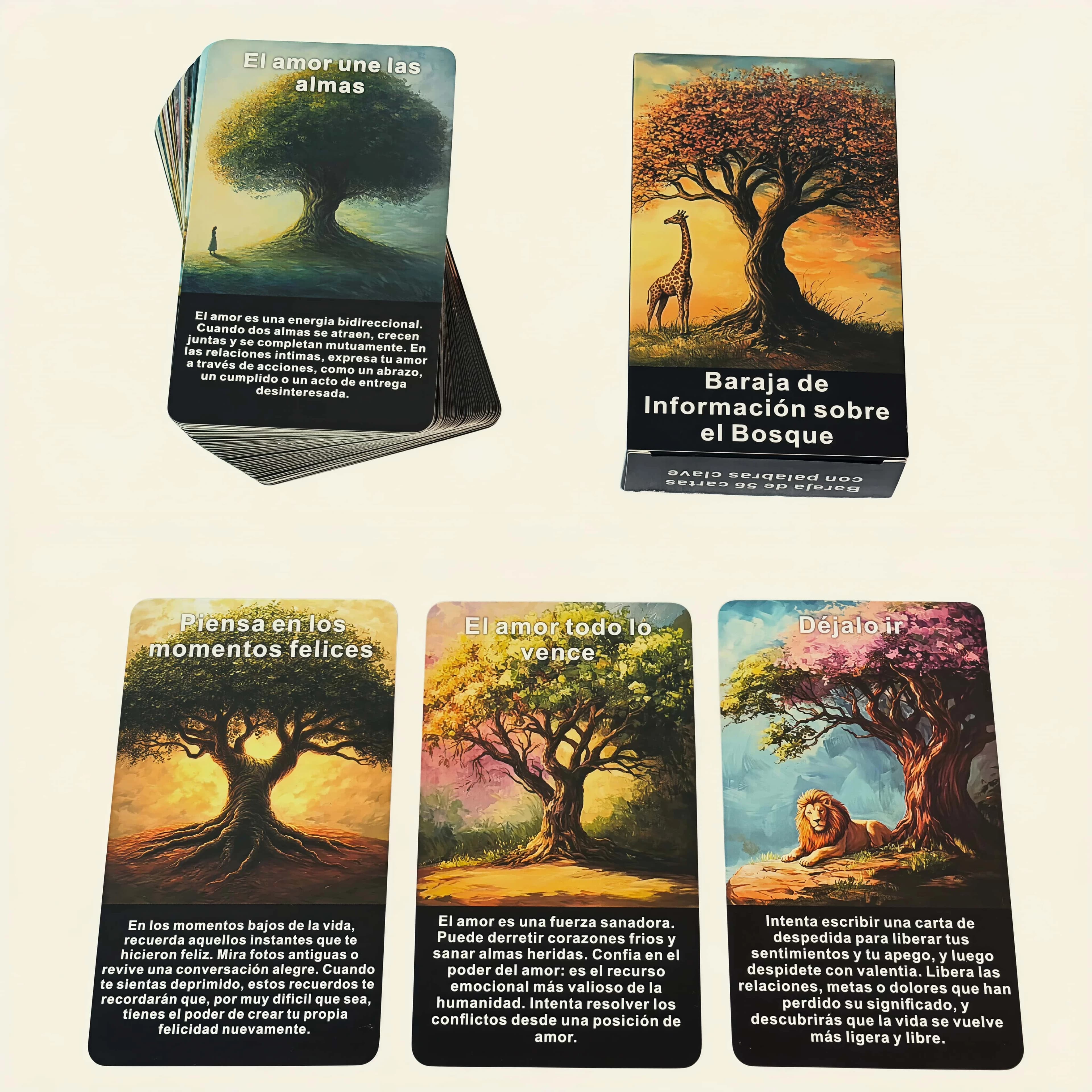 Le Carte Oracolo Spirituali della Foresta Spagnola, serie di tarocchi da 56 carte, che favoriscono la crescita spirituale e la guarigione, perfette per la self-rievoluzione.