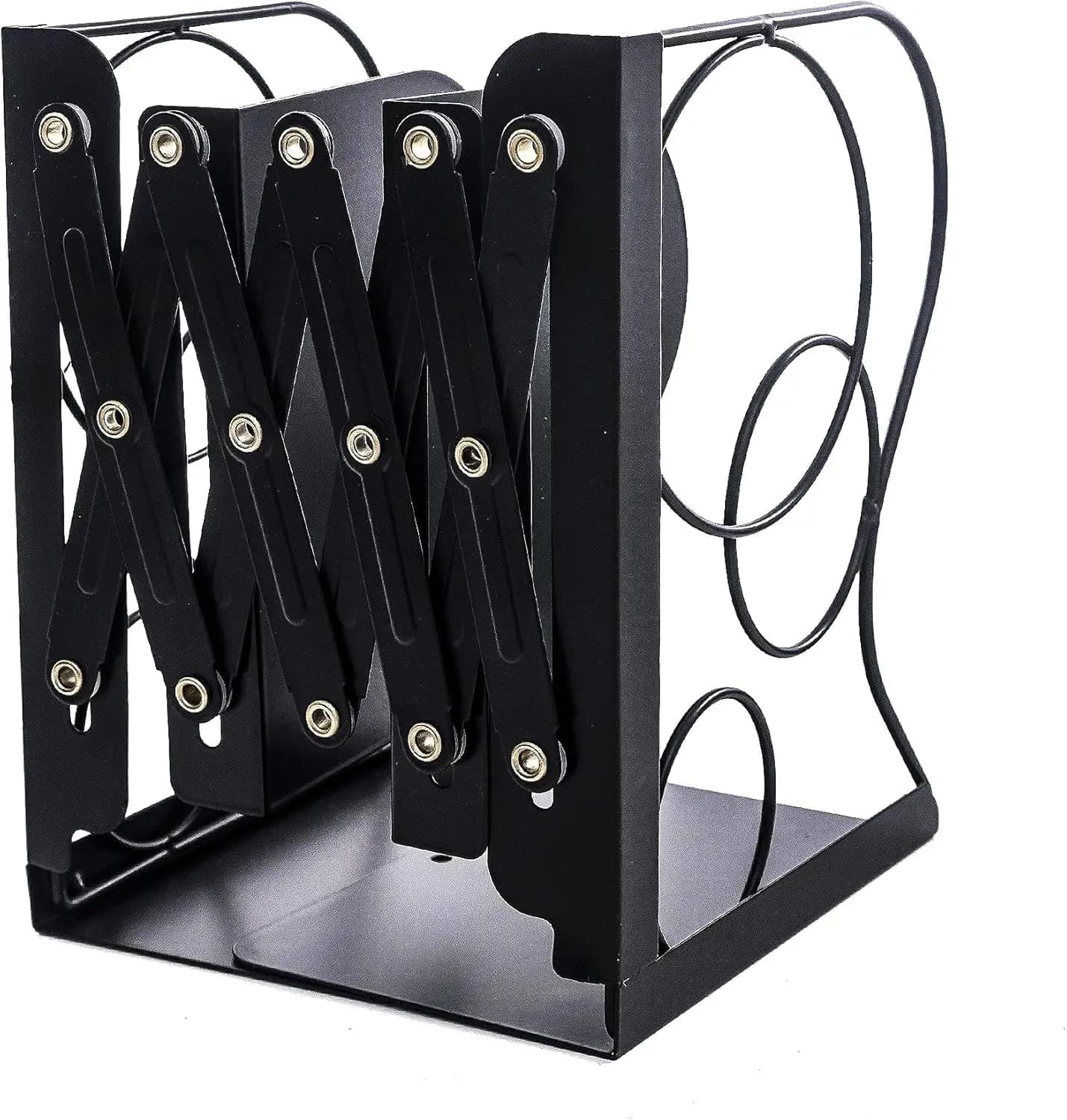 Fermalibri in Metallo Regolabili per Libri Pesanti, Organizzatore da Scrivania Antiscivolo con Design Geometrico