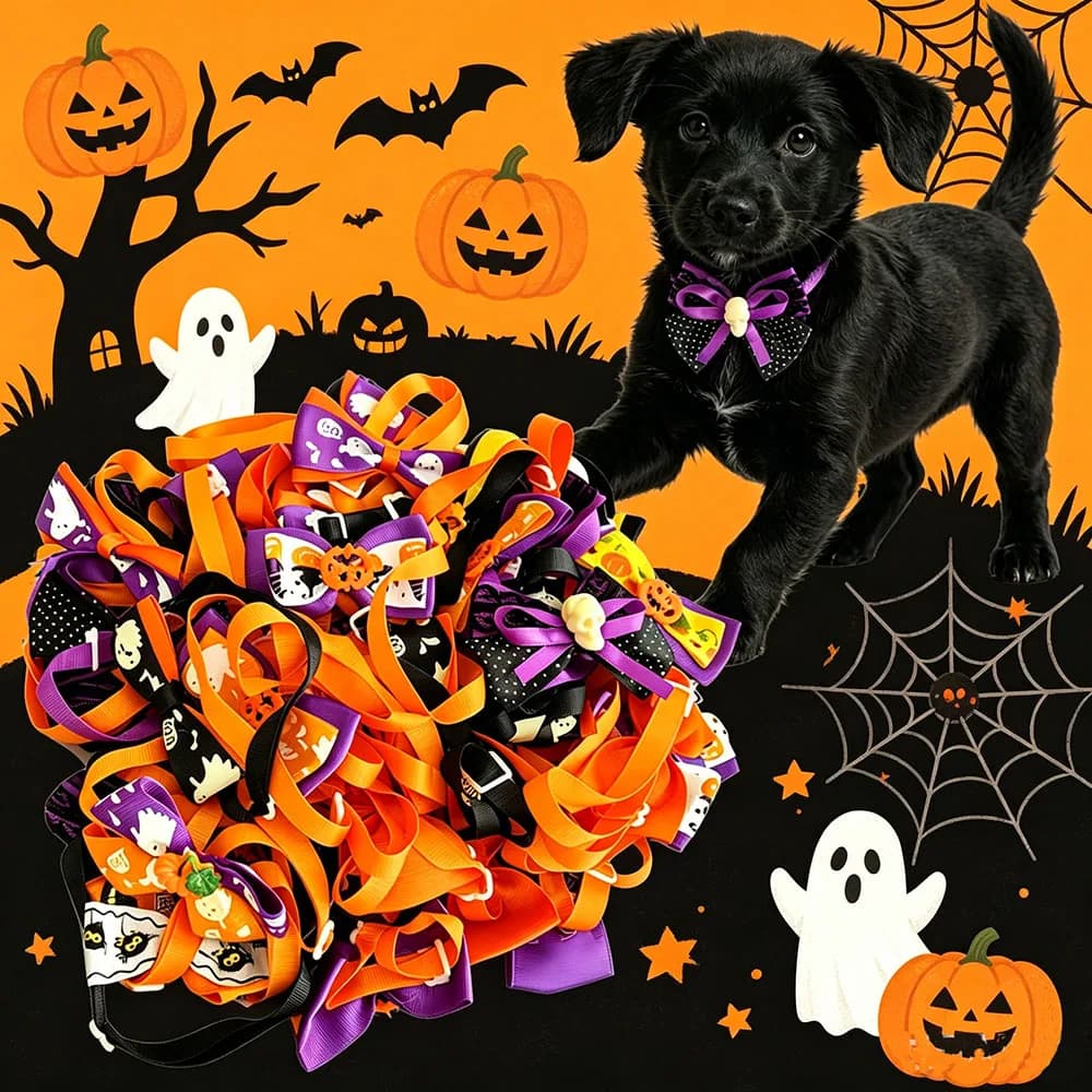 10 PCS Halloween Collar Dog Bow Accessories for Dogs Bow Ties Attachment with collar Dog Collar for Halloween Dogs Collar