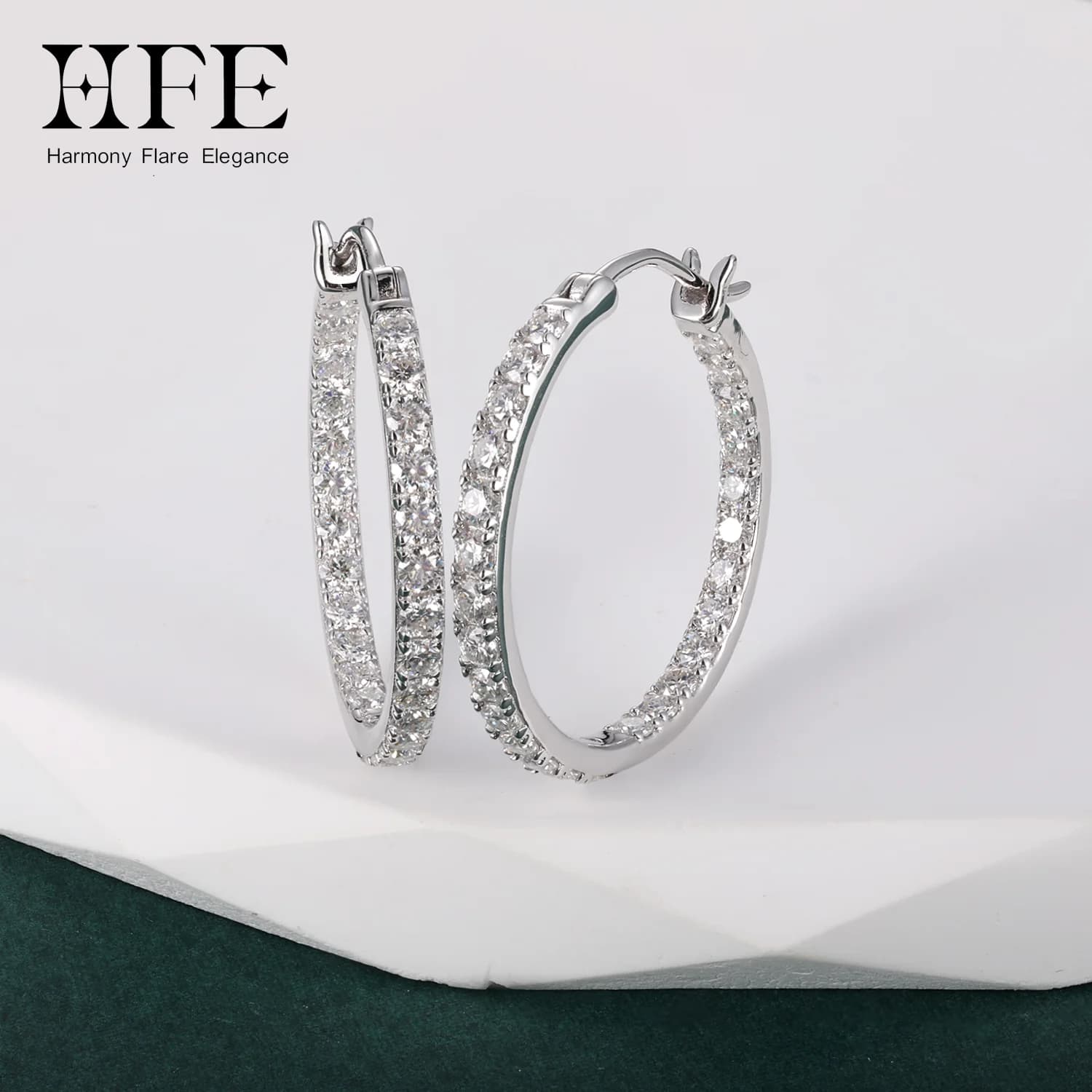 Orecchini da Donna HFE 2.0mm con Diamanti Moissanite Completi in Argento Puro 925 Accessori di Moda Alta Gioielleria