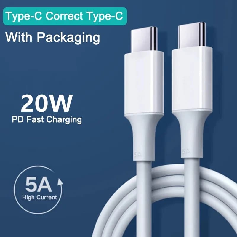 Cavo USB C a USB C PD 20W per Ricarica Rapida 5A, Compatibile con iPhone Samsung Huawei Xiaomi, Sincronizzazione Dati ad Alta Velocità