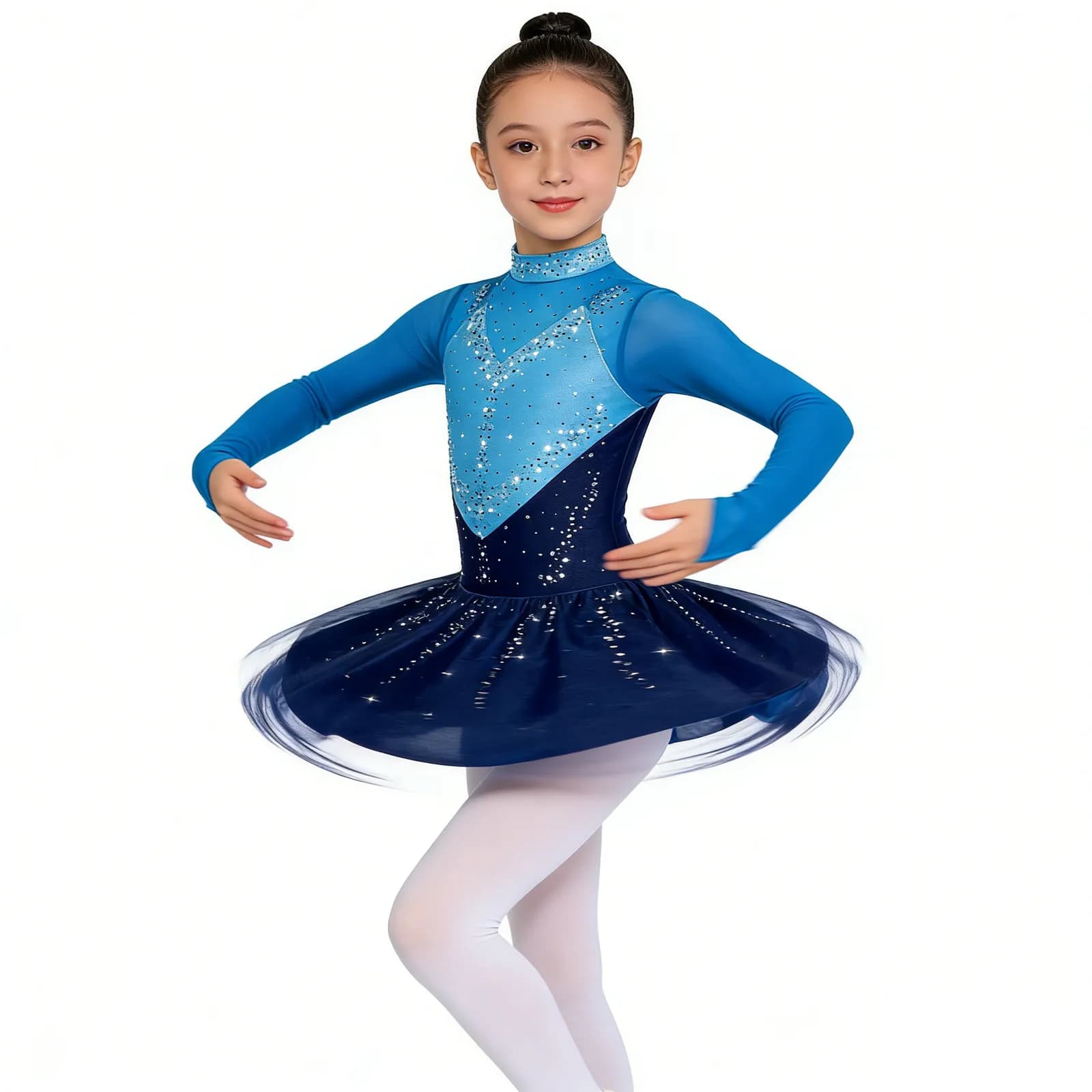 Bambini Ragazze Strass scintillanti Ginnastica Pattinaggio di figura Maglia da balletto Costume da spettacolo di danza Abiti body da danza lirica