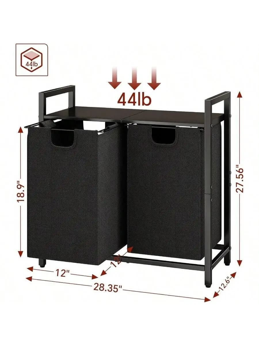 Laundry Basket Organizer Laundry Hamper With Shelf 2 PullOut Removable Bags Dirty Clothes Hamper Organizer For Laundry Room