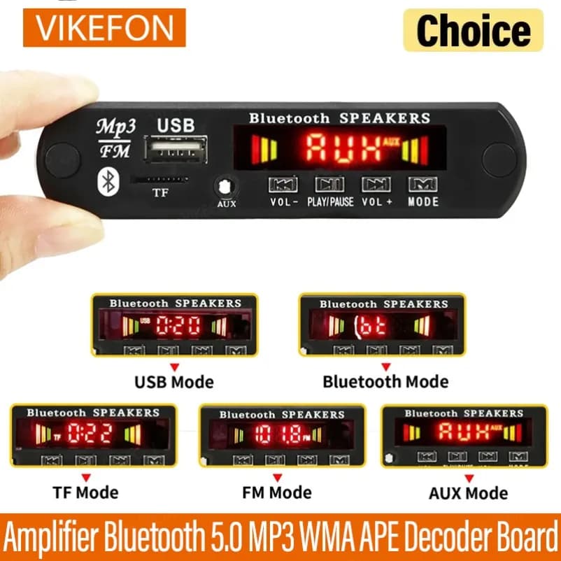 2*25W Amplificatore Lettore MP3 Scheda di Decodifica 18V Bluetooth 5.0 50W Amplificatore Auto Modulo Radio FM Supporto TF USB AUX