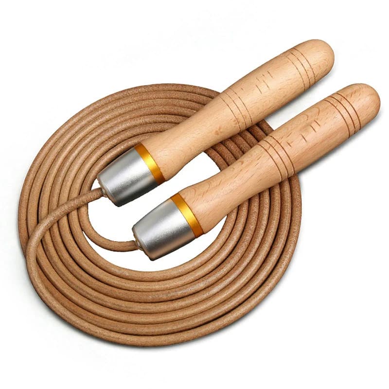 3 Meters Leather Ball Bearing Jumping Corda Wooden Sleeve Adult Adjustable Jumping Corda for Jumping for Athletic Fitness Exercises
