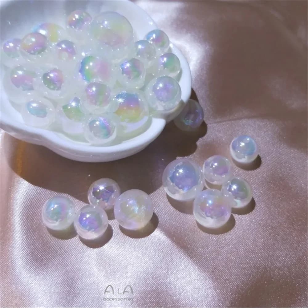 Sirena Perla abbagliante aurora Bubble Perlina rotonda mezzo foro foro passante Accessori fai da te bracciale orecchini materiale