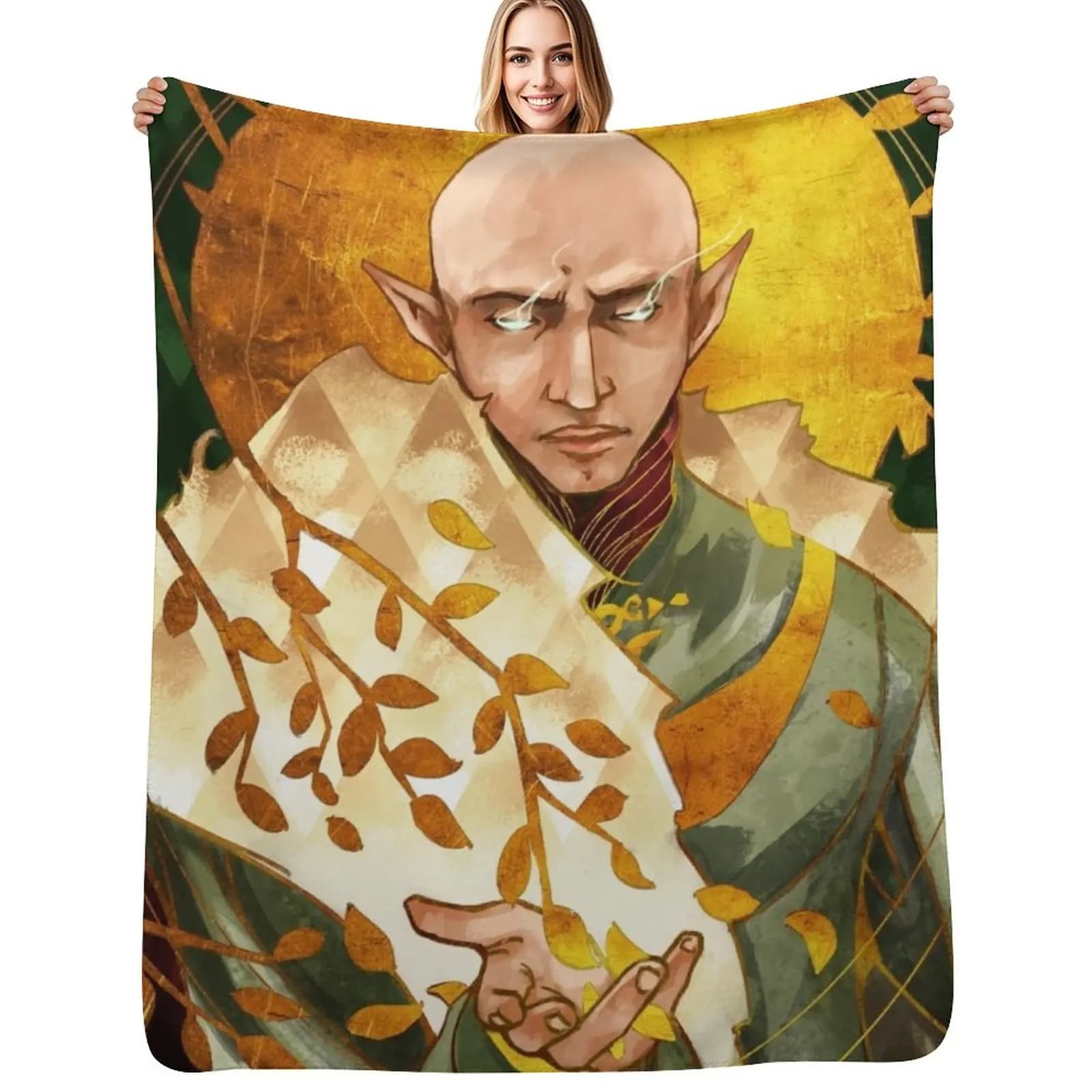 Coperta con motivo tarocchi Solas di Dragon Age, coperta calda e compatta per viaggi in auto