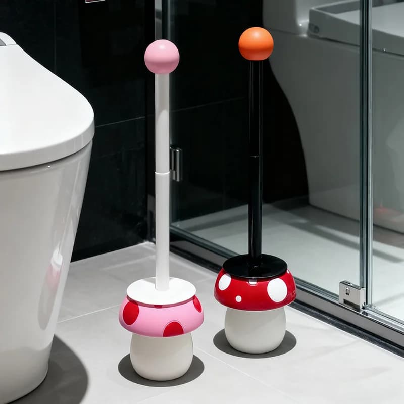 Spazzole per WC a forma di fungo creative, spazzola per WC a fungo staccabile con manico lungo, strumenti per la pulizia del bagno, accessori per il bagno, regali