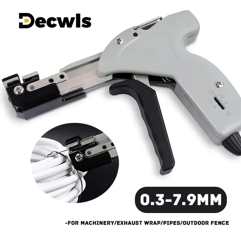 1Pc Stainless Steel Cable Tie Gun 0.3-7.9MM Adjustable Self-Locking Zip Tension Cutting Tie Plier Metal Hand Fastening Tool