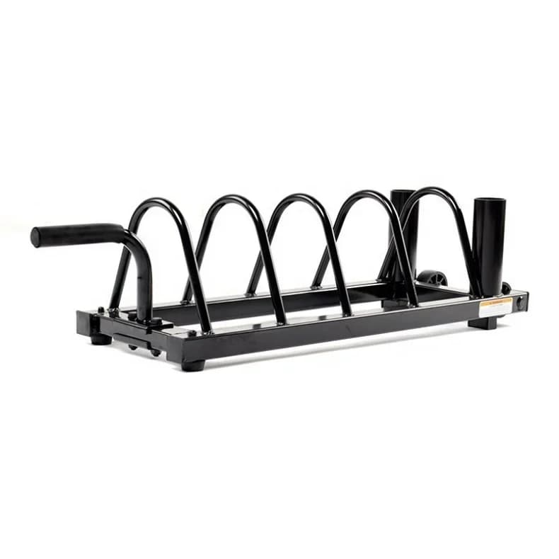 -Sportable fitness storage stand with weight bumper plate with gym barbell