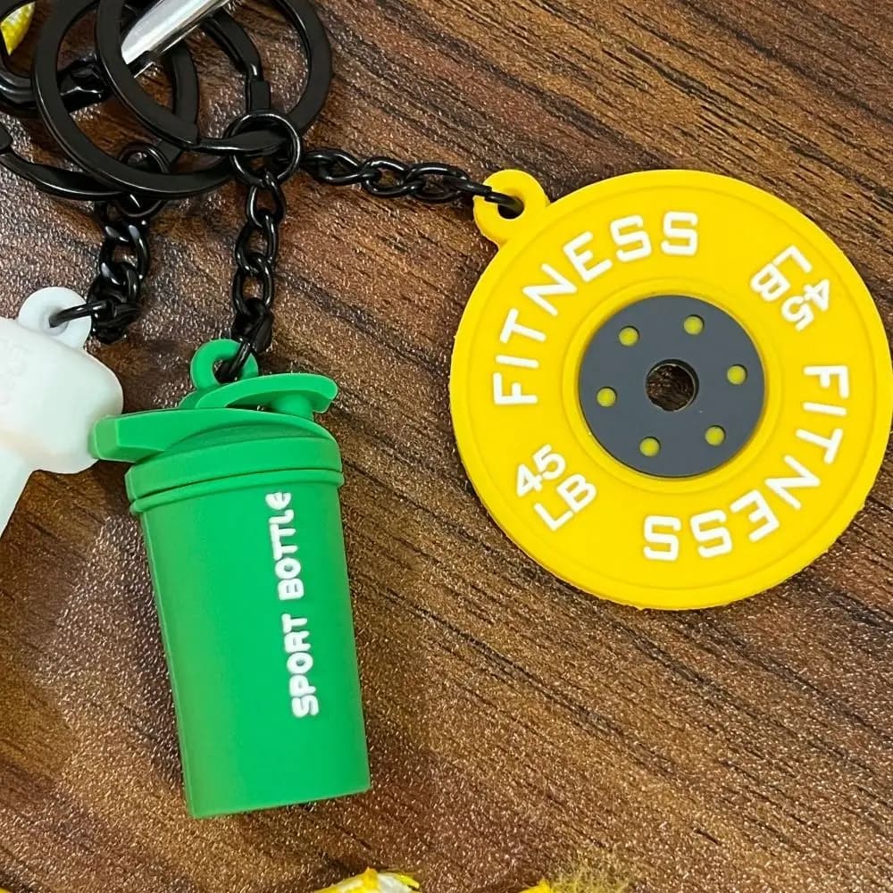 Heart Shaped Buckle Fitness Series Kettlebells Pendant Bag with Barbell Pendant Flats Bag hanging Mini Creative Simulation Manubri Keychain