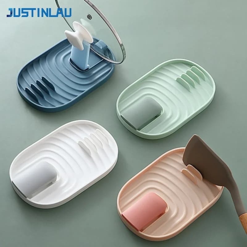 JUSTINLAU Porta Coperchi Pieghevole, Porta Coltelli e Spatole da Cucina, Scolapiatti Multifunzione per Coperchi, Utensili da Cucina per la Casa