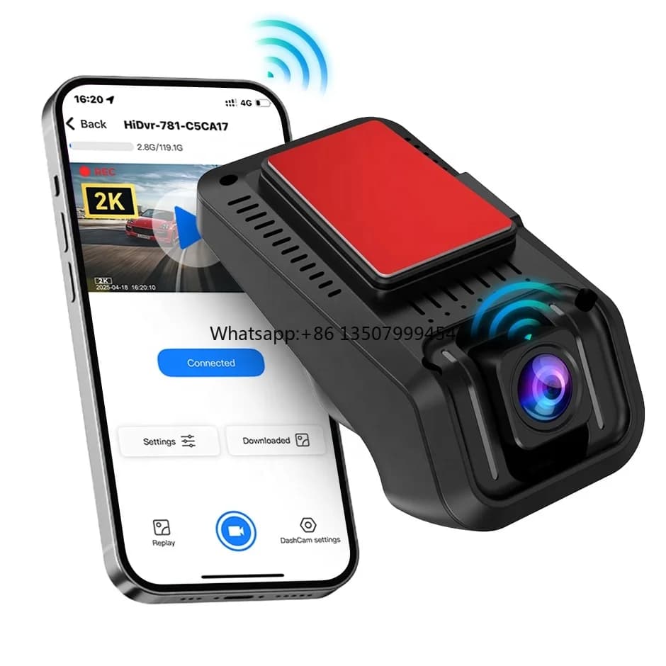 Dash Cam WiFi 2K Full HD for Auto, Video Recorder with APP Control, 24H Parking Monitoring, Loop Registration, Night Vision for All Cars