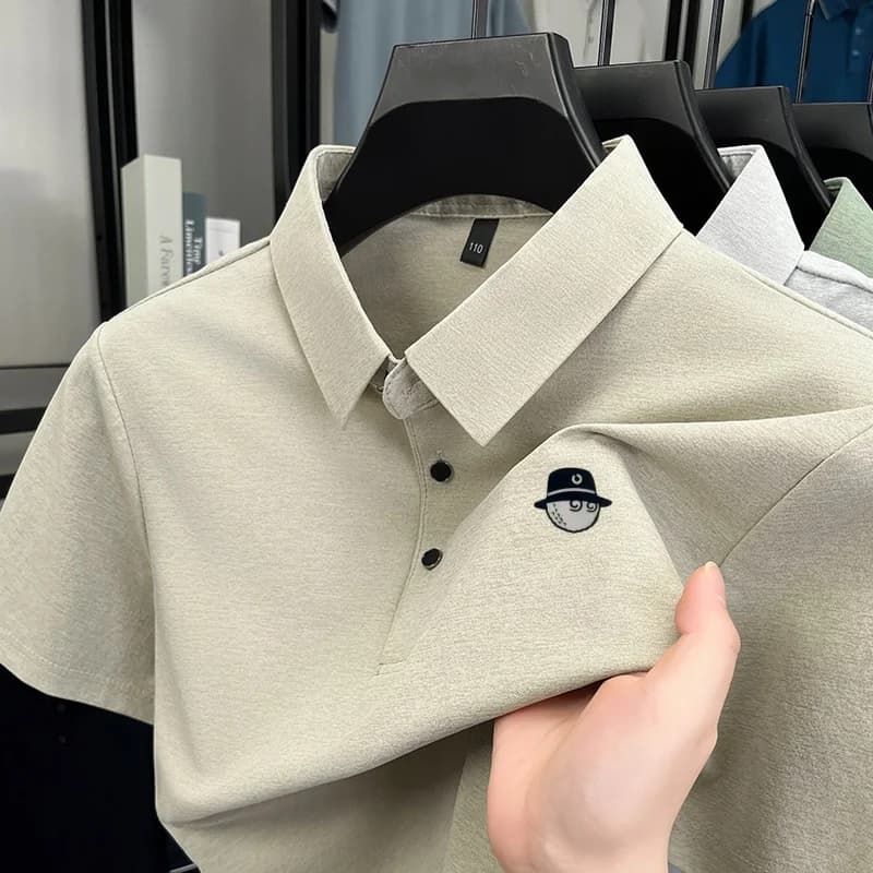 High Quality Men's Exquisite Print Polo Shirt New Breathable Short Sleeved Original Lapel T-shirt Business Casual Men's Clothing