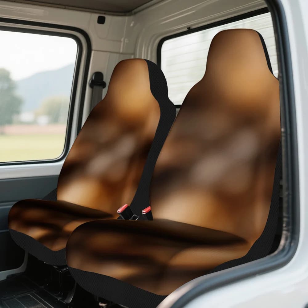 2pcs Brown Blurry Dots Print Car Seat Covers Suitable For Cars, Trucks, Vans, SUVs - Fit Front Seat Protectors With Blurry, Dura