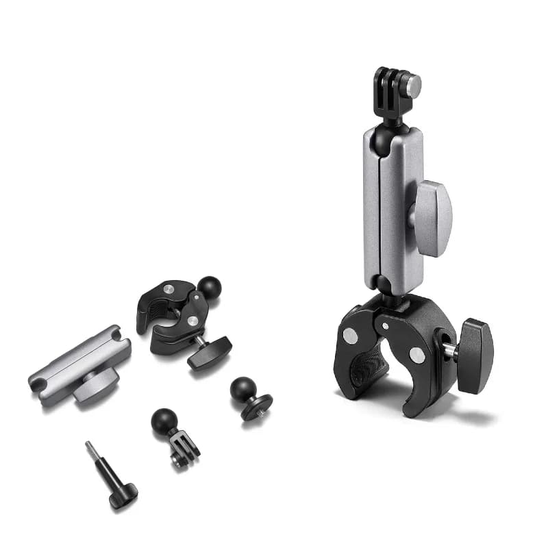 Support for Motorcycle Handlebar in Aluminum Alloy, Metal Clamp for Bicycle, 360° rotation For Insta360 X5 X4 GoPro Hero 13 12 Dji Osmo Action Camera