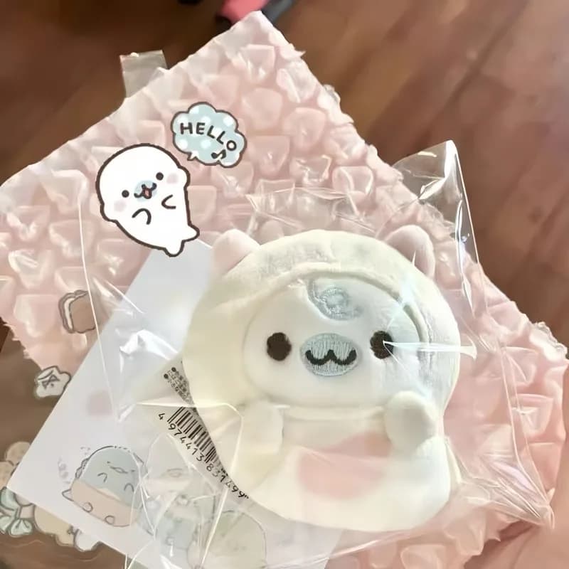 Adorabile Portachiavi in Peluche a Forma di Foca, Simpatico Giocattolo a Tema 'Life In The Corner' con Sacchetto di Semi di Girasole, Ornamento Peloso a Cuore per Zaino da Ragazza, da Appendere alla Borsa